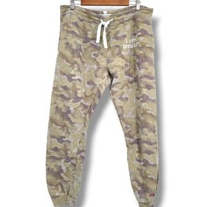 Peace Love World Womens Camouflage Jogger Sweatpants Size Large I Am Peace